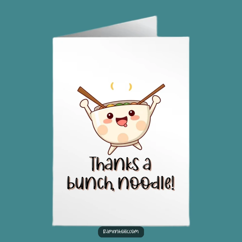 Free Printable Thank You Card: Happy Kawaii Ramen Jump - Cute Appreciation