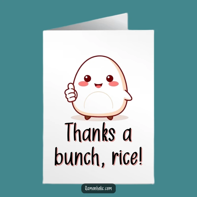 Free Printable Thank You Card: Smiling Onigiri, Thumbs Up Funny Downloadable Appreciation