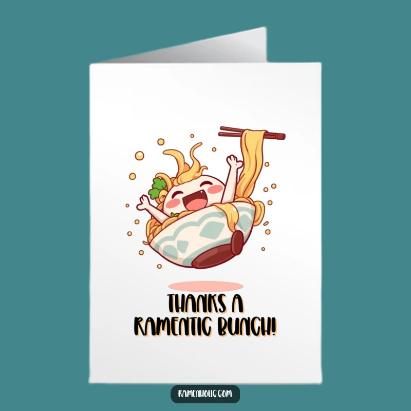 Free Printable Ramen Thank You Card: Funny Dancing Noodle Guy Thanks Downloadable Gift