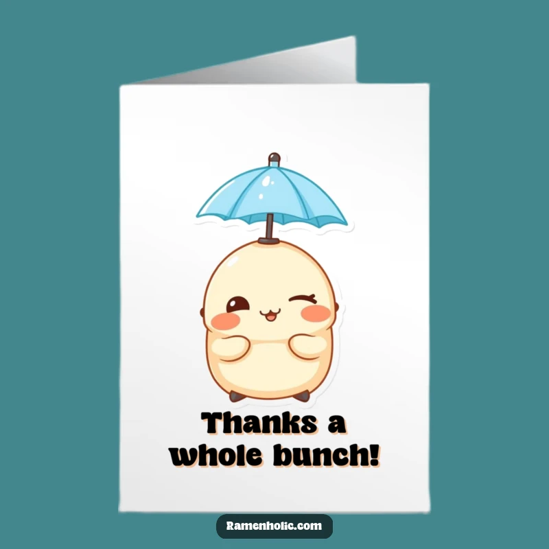 Free Printable Dumpling Thank You Card: Winking Umbrella Guy Downloadable Gift