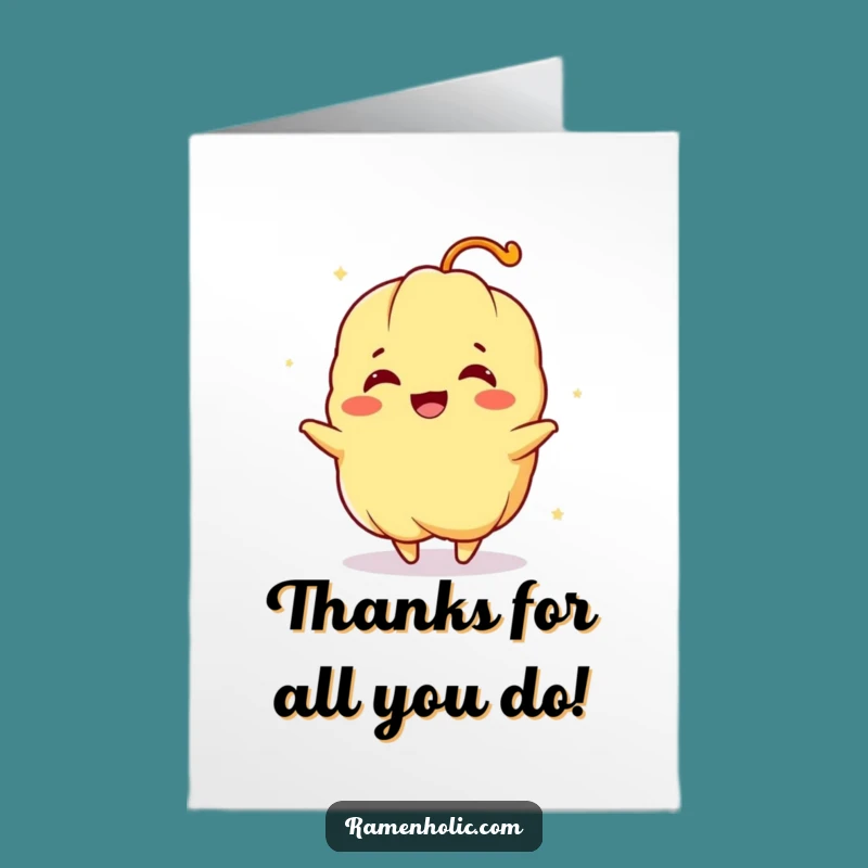 Free Printable Thank You Card: Spinning Tempura, Joyful Funny Downloadable Appreciation