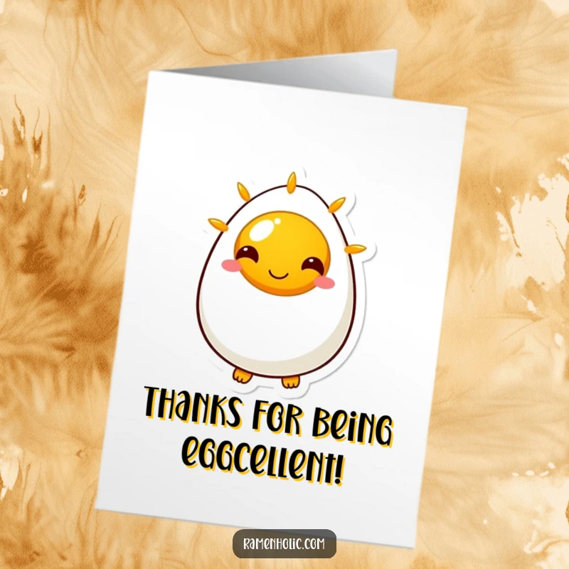 Funny Free Printable Thank You Card with a cheerful egg character offering thanks with a sunny side up smile.