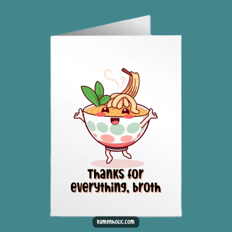 Free Printable Funny Ramen Thank You Card: Happy Dancer Kawaii Downloadable Gift
