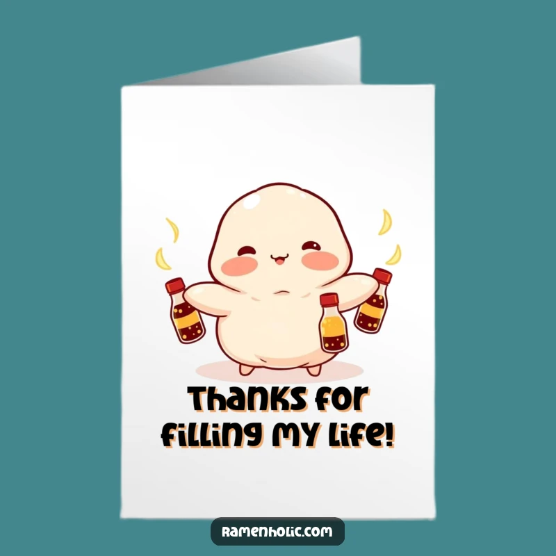 Free Printable Thank You Card: Juggling Dumpling - Cute Appreciation