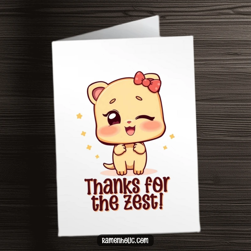 Funny Free Printable Thank You Card featuring a ginger slice character winking playfully to express gratitude.