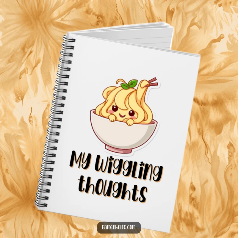 Funny Noodle Notebook: A happy noodle character wiggling, ideal for jotting down notes with a playful and humorous touch.