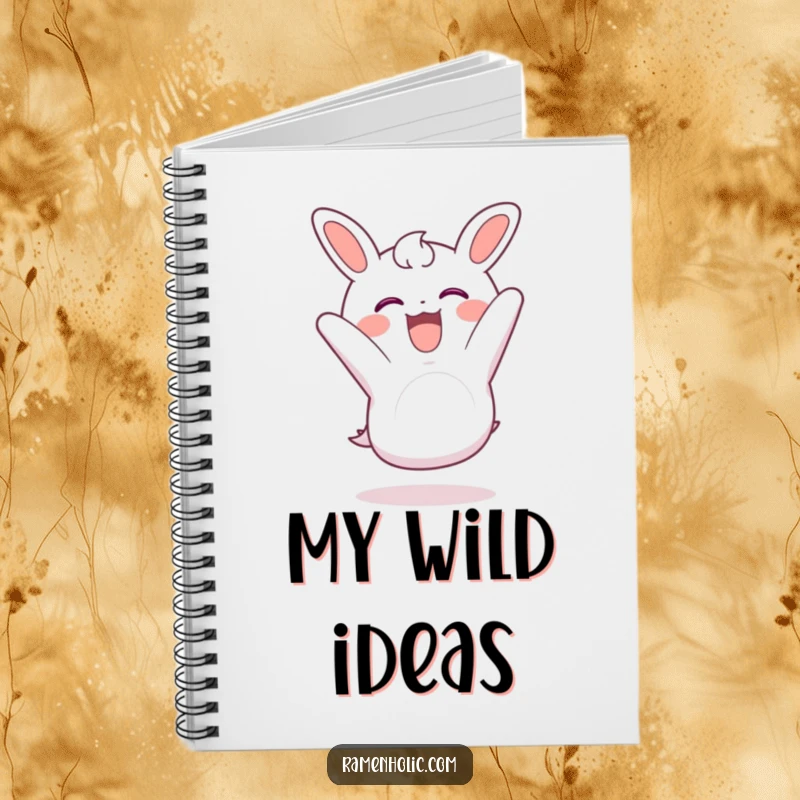 Funny nori notebook with a piece of seaweed doing a somersault with glee, great for notes.