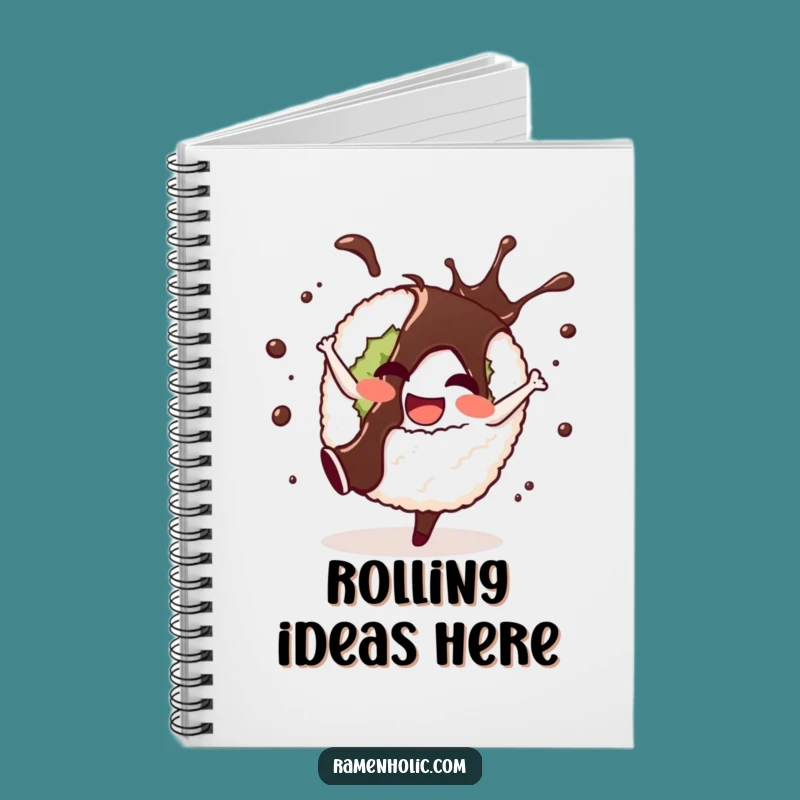 Funny Sushi Cartwheel Notebook - Jot Down Ideas with This Rollicking Cartoon Journal