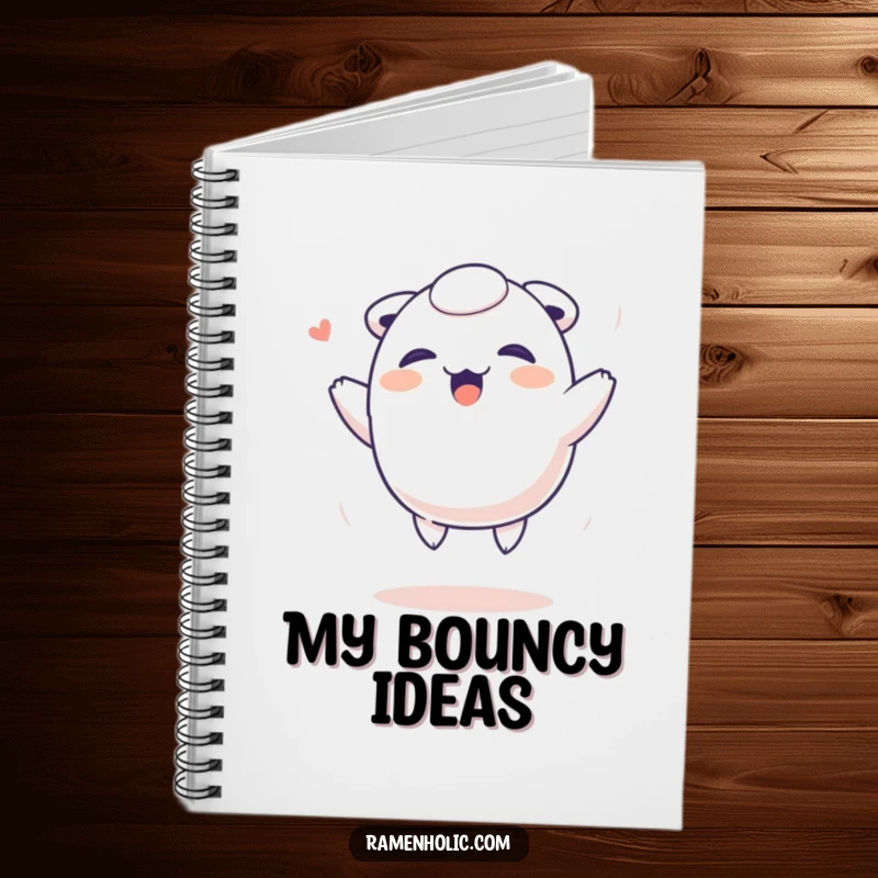 Funny Dumpling Notebook: A giggling dumpling character bouncing, ideal for writing notes with a humorous and upbeat feel.