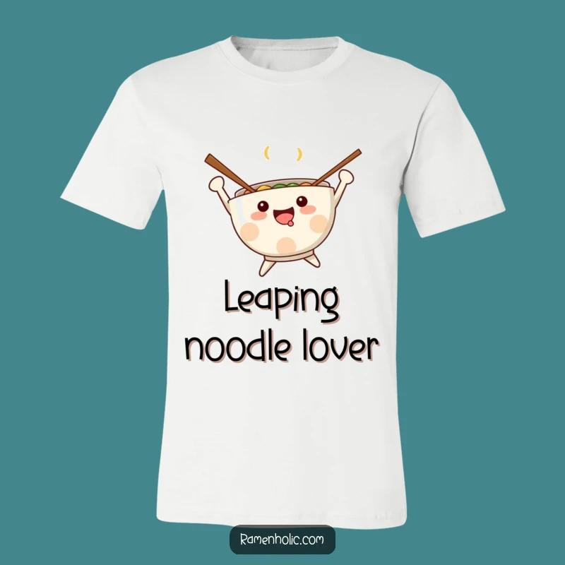 Funny Kawaii Ramen T-Shirt: Joyful Chopstick Jump Graphic Tee, Great Funny Gift