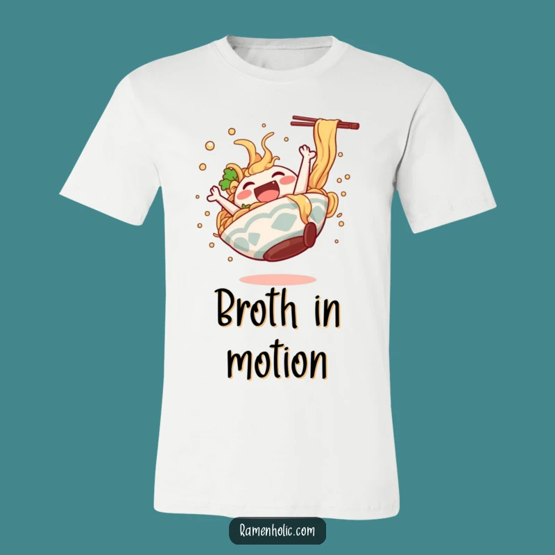 Funny Ramen Somersault T-Shirt: Comical Dancing Noodle Character Tee