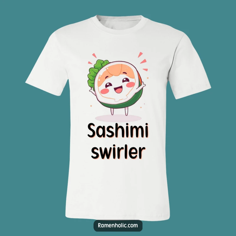 Funny Sashimi Spin T-Shirt - Happy Fish Slice Tee, Awesome Funny Gift!