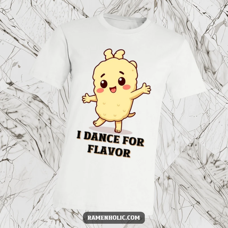 Funny Tempura T-Shirt: A cheerful tempura character dancing playfully, ideal for showing off a fun and energetic personality.
