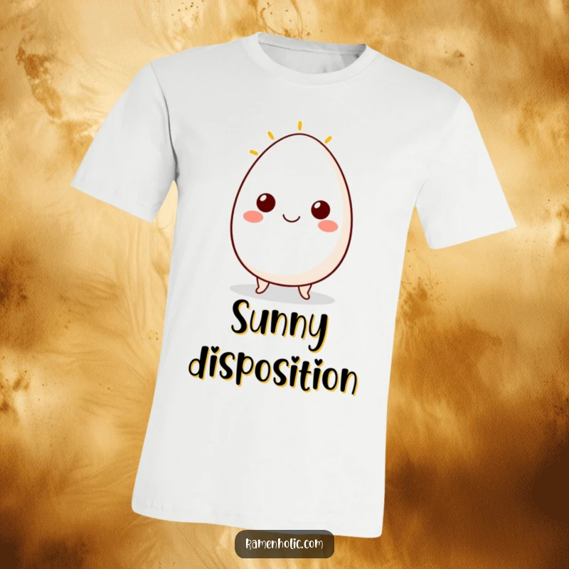Funny t-shirt showcasing a cheerful egg character with a sunny side up smile, bringing a dose of breakfast happiness.