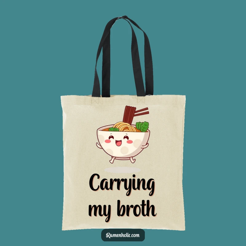 Funny Hopping Ramen Bowl Tote Bag - Cute Foodie Art Carryall