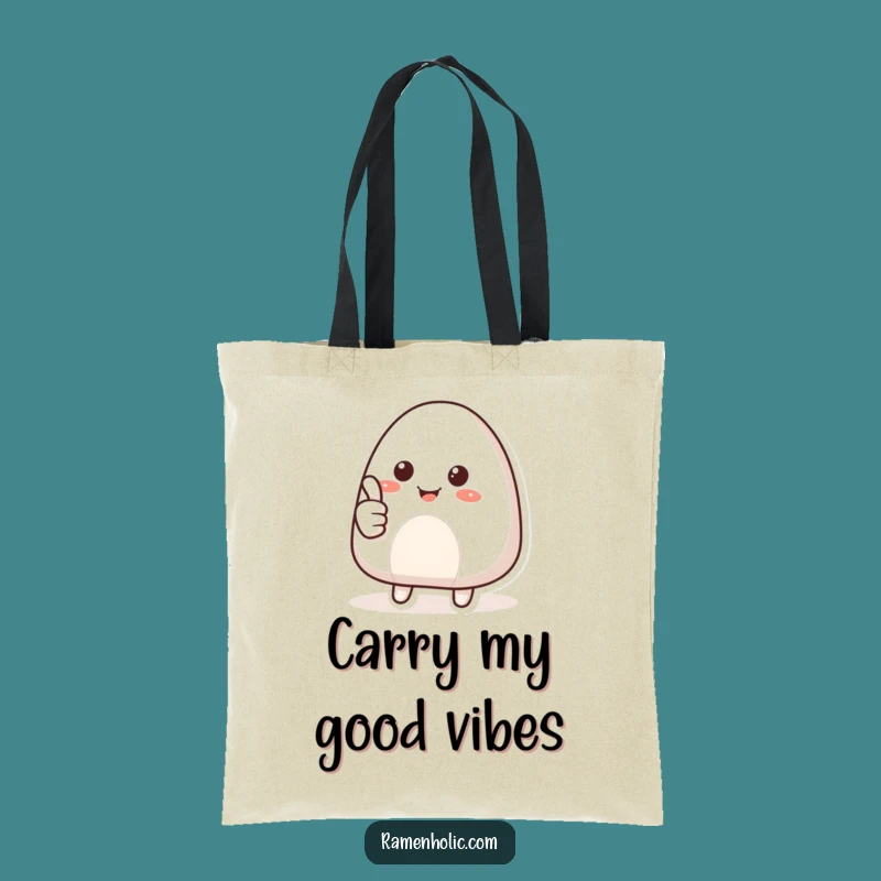 Funny Smiling Onigiri Thumbs Up Tote Bag: Chic Foodie Accessory
